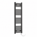 350mm wide 1200mm high black towel radiator — standard heating element