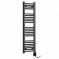 350mm wide 1200mm high black towel radiator — digital thermostatic element