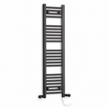 350mm wide 1200mm high black towel radiator — dual fuel standard element
