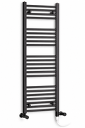 350mm wide 1400mm high black towel radiator — dual fuel standard element
