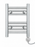 350mm wide 400mm high chrome electric towel radiator – round heating kit