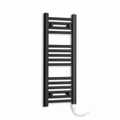 350mm wide 800mm high black towel radiator — standard heating element