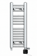350mm wide 800mm high chrome electric towel radiator – dual digital heating kit