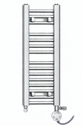 350mm wide 800mm high chrome electric towel radiator – dual round heating kit