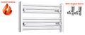 Chrome towel radiator with angled valves on a white background