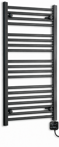 400mm wide 1000mm high black electric towel radiator — digital heating kit