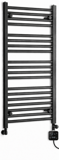 400mm wide 1000mm high black electric towel radiator — dual digital heating kit