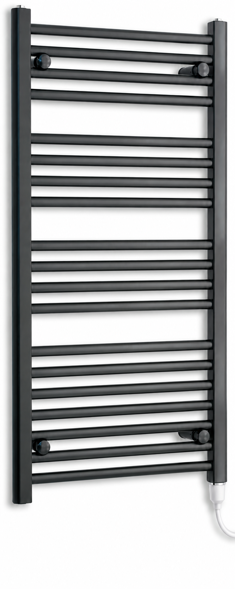 400mm wide 1000mm high black electric towel radiator — standard heating kit