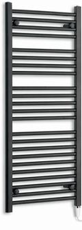 400mm wide 1200mm high black electric towel radiator — standard heating kit