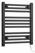 400mm wide 600mm high black electric towel radiator — standard heating kit