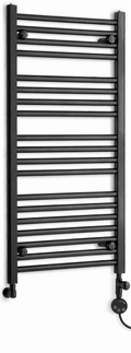 450mm wide 1000mm high black electric towel radiator — dual round heating kit