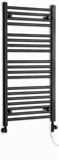 450mm wide 1000mm high black electric towel radiator — dual standard heating kit