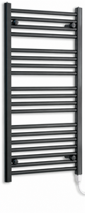 450mm wide 1000mm high black electric towel radiator — standard heating kit