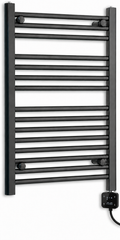 450mm wide 800mm high black electric towel radiator — digital heating kit
