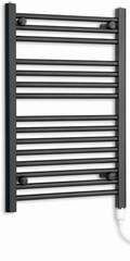 450mm wide 800mm high black electric towel radiator — standard heating kit