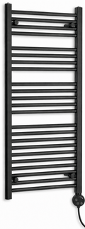 500mm wide 1400mm high black electric towel radiator — round heating kit