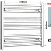 550mm Wide 600mm High Flat Chrome Towel Radiator