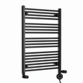 550mm wide 1000mm high black electric towel radiator — dual round heating kit