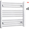 550mm Wide 600mm High Flat Chrome Towel Radiator