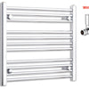 550mm Wide 600mm High Flat Chrome Towel Radiator