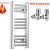 200mm Wide 600mm High Flat Chrome Heated Towel Rail Radiator