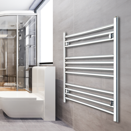 750mm wide 600mm High Flat Chrome Heated Towel Rail Radiator