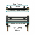 Pipe centres diagram for 600mm wide towel radiator