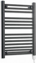 600mm wide 800mm high black electric towel radiator — standard heating kit