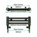 Pipe centres diagram for 650mm wide towel radiator