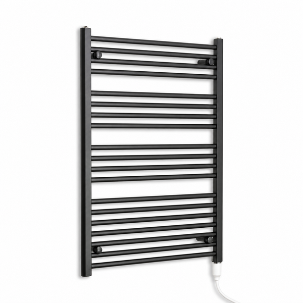 650mm wide 1000mm high black electric towel radiator — standard heating kit