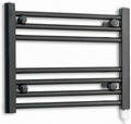 650mm wide 400mm high black electric towel radiator — standard heating kit