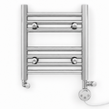 650mm wide 400mm high chrome electric towel radiator – dual round heating kit