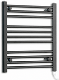 650mm wide 600mm high black electric towel radiator — standard heating kit