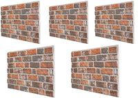 3D 5 Pack 2.5 sq.m. 26.91sq.ft Panel - Floor-to-Ceiling Polystyrene Panel Stone Look for Kitchen, Bathroom, Balcony, Bedroom, Living Room, Kitchen Back Wall and Patio 5 panels (Red Brick)
