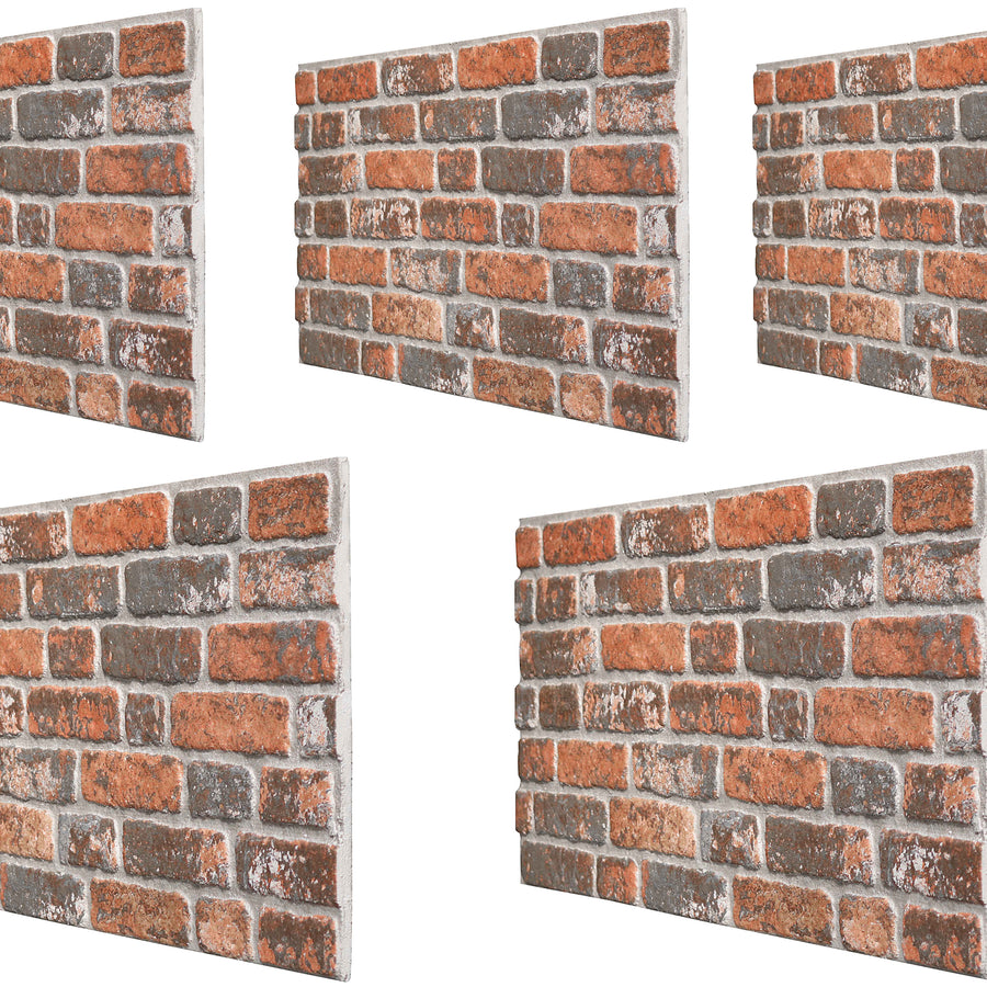 3D 5 Pack 2.5 sq.m. 26.91sq.ft Panel - Floor-to-Ceiling Polystyrene Panel Stone Look for Kitchen, Bathroom, Balcony, Bedroom, Living Room, Kitchen Back Wall and Patio 5 panels (Red Brick)