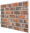 3D polystyrene panel with a red brick stone look, intended for use in construction as a wall covering material.