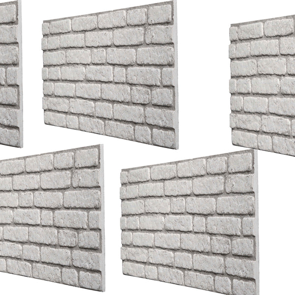 3D Wall Panel 5 Pack 2.5 sq.m. 26.91 sq.ft- Floor-to-Ceiling Polystyrene Panel Stone Look for Kitchen, Bathroom, Balcony, Bedroom, Living Room, Kitchen Back Wall and Patio 5 panels (White