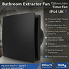 6-Inch Silent Black Bathroom Extractor Fan with Humidity Sensor & Timer (255m³/h)