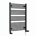 700mm wide 1000mm high black electric towel radiator — dual standard heating kit