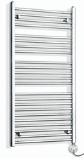 700mm wide 1200mm high chrome electric towel radiator – round heating kit