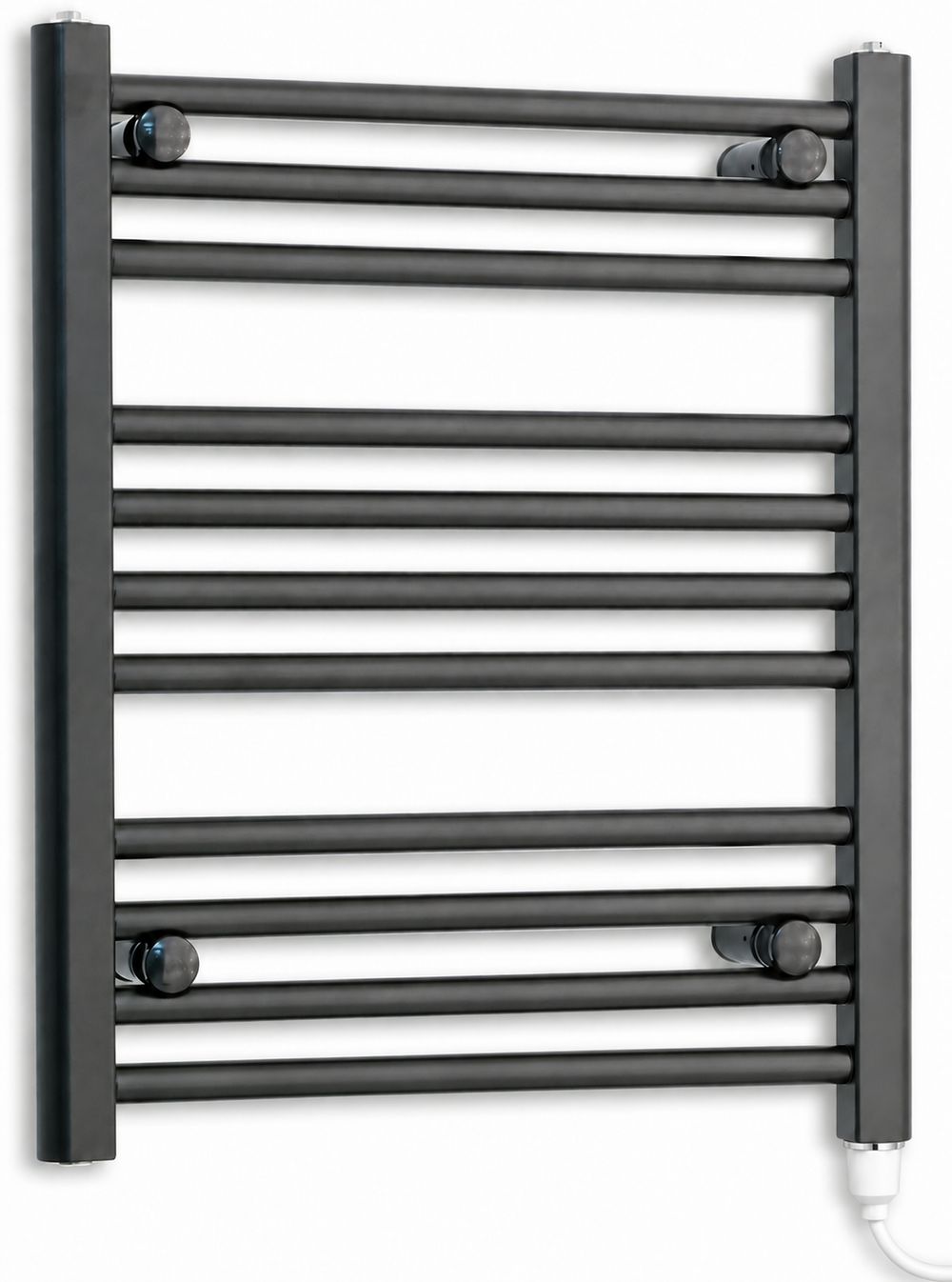 700mm wide 600mm high black electric towel radiator — standard heating kit