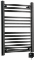 700mm wide 800mm high black electric towel radiator — digital heating kit