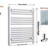 750mm wide 800mm High Flat Chrome Heated Towel Rail Radiator