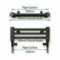 Pipe centres diagram for 750mm wide towel radiator