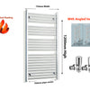 750mm wide 1200mm High Flat Chrome Heated Towel Rail Radiator