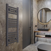 200mm Wide 800mm High Black Heated Towel Rail Radiator