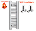 Chrome towel radiator with straight valves