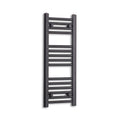 Matt black heated towel rail radiator on a white background — radiator body reference; electric kit images pending