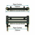 Pipe centres diagram for 800mm wide towel radiator