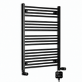 800mm wide 1000mm high black electric towel radiator — dual digital heating kit